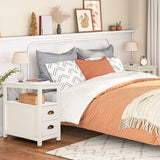 PHI VILLA Narrow End Table with 2 Drawers Nightstand Side Table Bedside Tables Small Sofa Table for Living Room Bedroom PHI VILLA