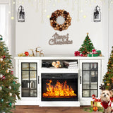 Breezestival Fireplace TV Stand with All-Sided Glass Electric Fireplace,59'' Entertainment Center with Farmhouse Glass Door Storage Cabinet, for TVs up to 65", White Breezestival