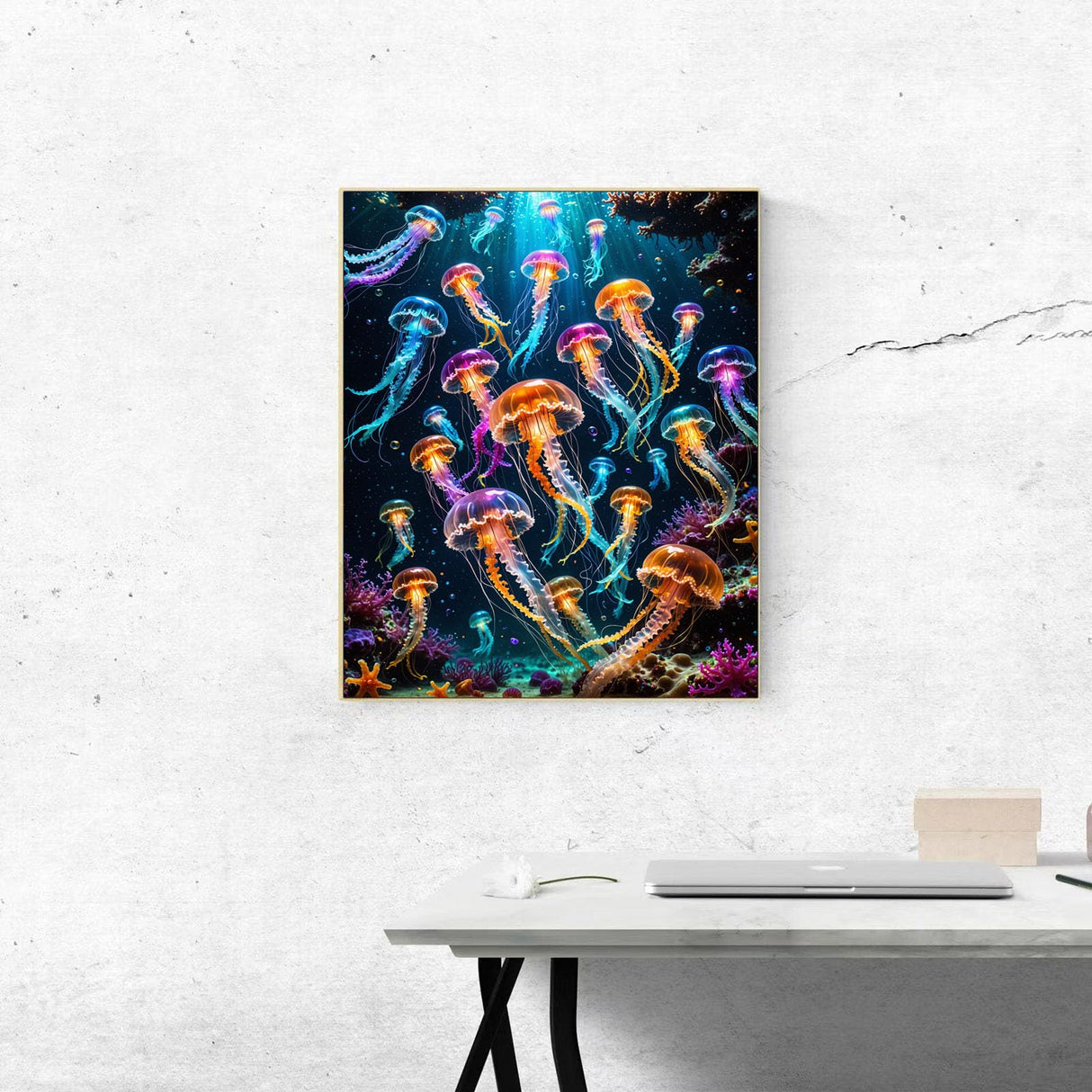 Paint By Numbers Kit For Adults Beginner, Colourful Jellyfish Adult Paint By Number Kits On Canvas Ocean Animal Adults' Paint-By-Number Kits Diy Oil Painting Kits For Gift Home Wall Decor 16x20 Inch ldazao