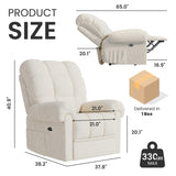 Welzona Adjustable Power Recliner Chair, Soft Corduroy Electric Recliner Chair, Power Recliners with USB Port, Eco-Certified Small Recliners for Small Spaces Sofa Reclinable, White Welzona