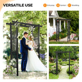 VINGLI Garden Arbor, PVC Wedding Arch for Ceremony Party, Garden Trellis for Climbing Plants Outdoor, Arch Backdrop Stand for Garden, Backyard, Lawn, Wedding (Black) VINGLI