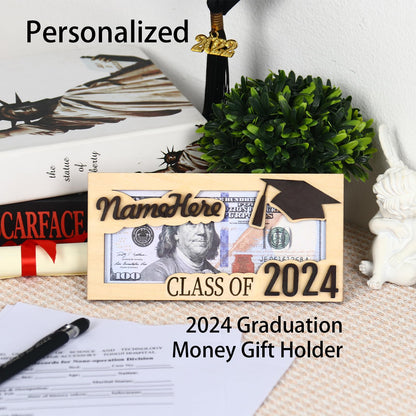 ZZHZBE Personalized Custom Name Money Holder Class of 2024 Graduation Gift - WoodArtSupply