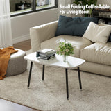 WOHOMO Foldable Coffee Table White Small Coffee Tables for Living Room Portable Simple Modern Rectangular Center Table for Small Spaces, No Assembly, 31.5 * 15.7 * 17.7IN, White WOHOMO