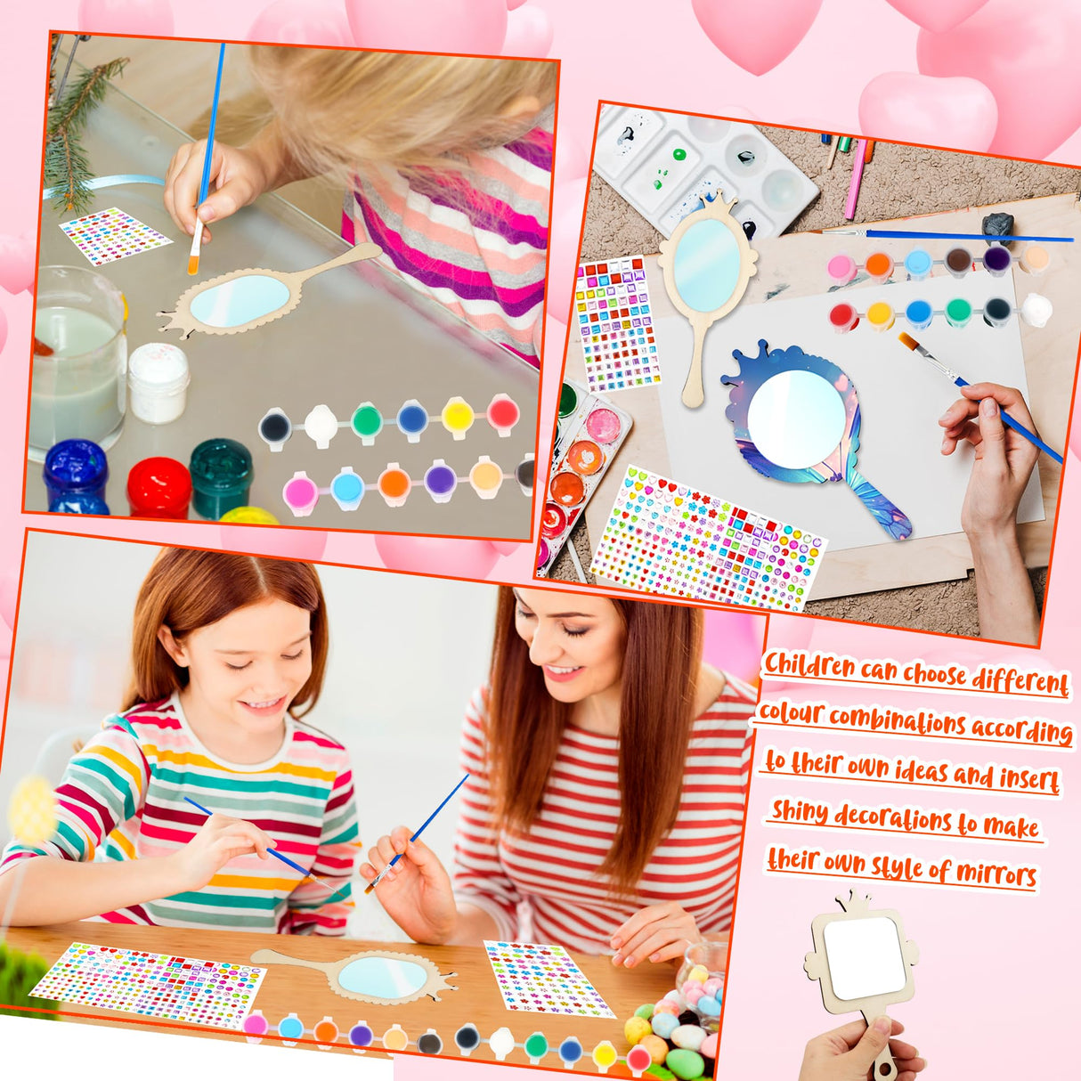 30 Pcs DIY Wooden Mirror Craft Decorate You Own Princess Wooden Hand Mirrors Princess Mirrors for Girls Crafts Paint Princess Party Decorations Birthday Gifts Parent-Child Games Drayear