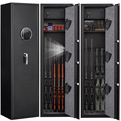 Omethey 4-5 Gun Safe, Gun safes for Home Rifle and Pistols, Quick Access Rifle Safes for Shotguns, Gun Cabinets with Adjustable Racks, Large Space Storage Gun Cabinet