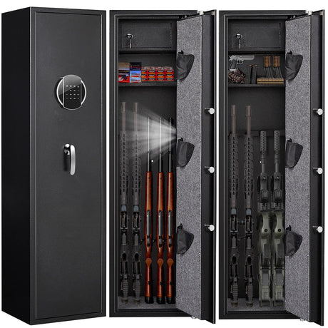 Omethey 4-5 Gun Safe, Gun safes for Home Rifle and Pistols, Quick Access Rifle Safes for Shotguns, Gun Cabinets with Adjustable Racks, Large Space Storage Gun Cabinet Omethey