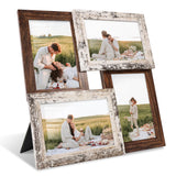 YESKAY 4x6 Collage Picture Frames, Multi Family Photo Frame with Real Glass, Displays Four 4x6 Photo, Wall Decor Wall Hanging or Tabletop, Distressed White+Rustic Brown YESKAY