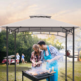 FAB BASED 5x8 Grill Gazebo Canopy for Patio, Outdoor BBQ Gazebo with Shelves & Extra 2 LED Light(Grey) FAB BASED