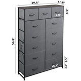 WLIVE Tall Dresser for Bedroom with 13 Drawers, Storage Dresser Organizer Unit, Fabric Dresser for Bedroom, Closet, Chest of Drawers with Fabric WLIVE