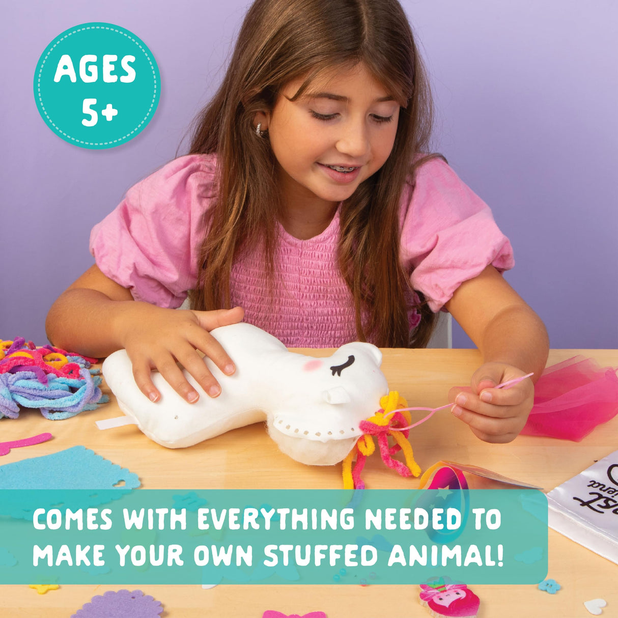 Craft-tastic - Make a Friend Unicorn - Mini Sewing Kit, Arts and Crafts, Kids Crafts, Craft Kit Makes 1 Easy-to-Sew Stuffie with Accessories, Bonus Travel Tote Included Ages 6+ Craft-tastic