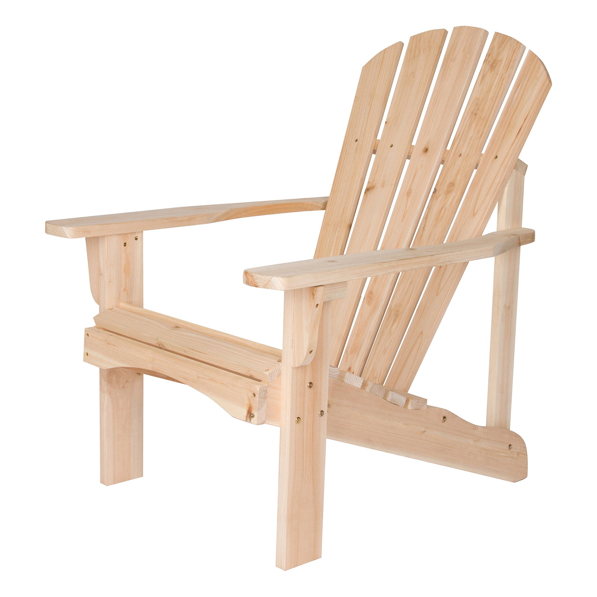 Shine Company Rockport Wooden Adirondack Chair, Outdoor Patio Firepit Chairs, Back & Seat Pre-Assembled, Natural - WoodArtSupply