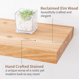 Axeman Floating Shelves for Wall, Rustic Elm Wood 72'' W x 8" D Wall Mantel Shelf with Invisible Bracket, Large Long Wall Mounted Storage Shelves for Living Room, Bedroom, Kitchen, Bathroom, Natural Axeman