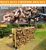 BALIE SPACE Outdoor Firewood Rack Brackets Kit for Fire Wood Pile Storage, Adjustable log stacking Stand Holder for 2x4 lumber, Black, Set of 2… BALIE SPACE