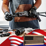 Weysat Wood American Flag Gun Rack Wall Mount with Adjustable Hooks 22 x 10 Inches Police Gear Rack Wall Mounted Rifle Display Case Gun Racks for Hunting Military Men, Law Enforcement Gifts Weysat