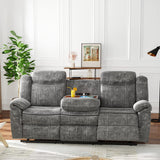 Acme Furniture Zubaida 41" x 87" Modern Velvet Reclining Sofa with USB Dock, 1 Storage Drawer, Tight Back & Seat Cushion, in 2-Tone Gray Finish Acme