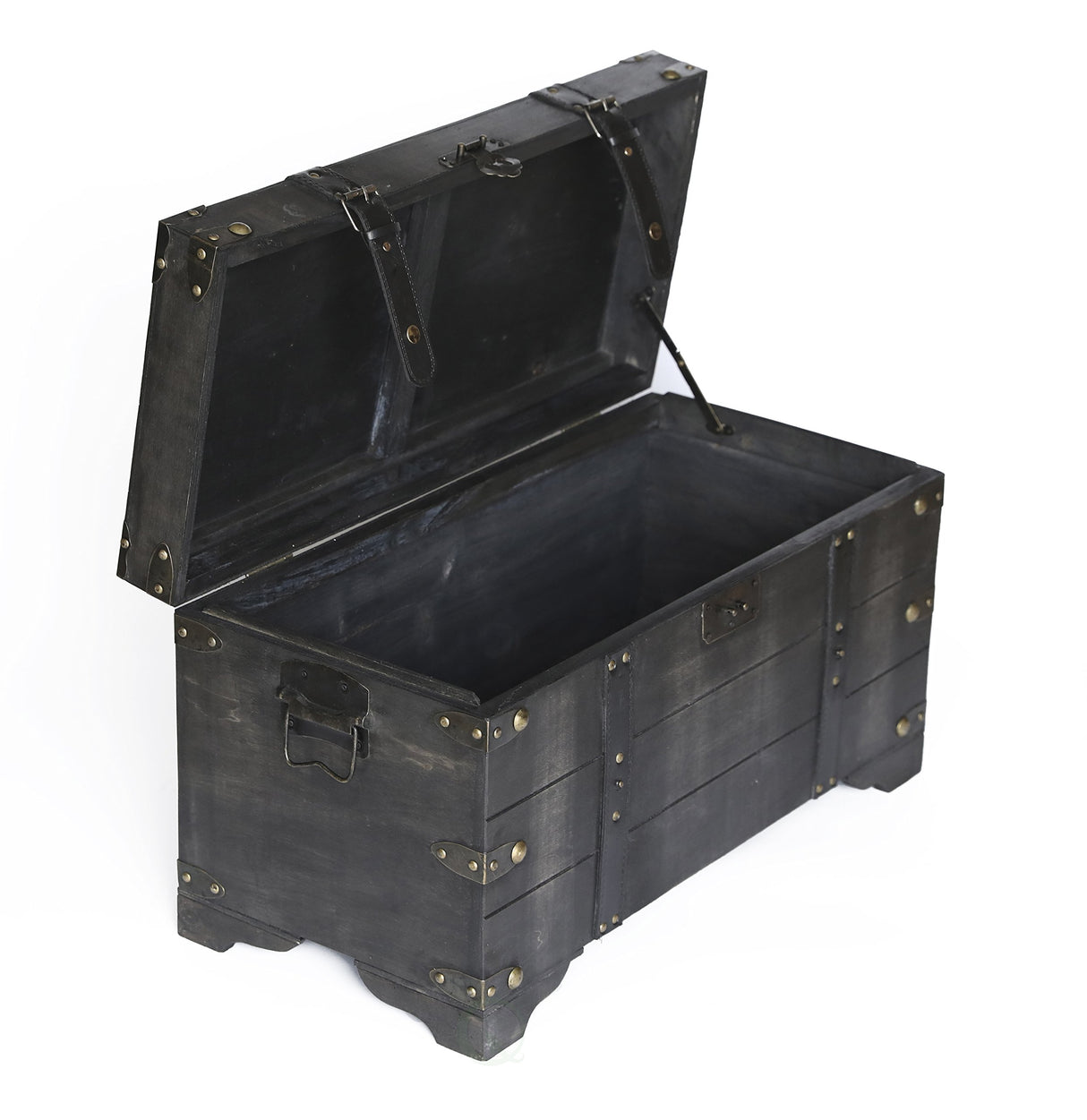 Vintiquewise Distressed Black Medium Wooden Storage Trunk Vintiquewise