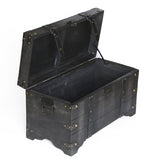 Vintiquewise Distressed Black Medium Wooden Storage Trunk Vintiquewise