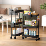Sevenblue Slim Storage Rolling Cart with Wheels, 2 Pack 3 -Tier Rolling Cart Bathroom Organizers and Storage, Utility Cart for Laundry Room Organization, Bathroom and Kitchen Narrow Places, Black Sevenblue
