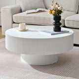 Merax Modern Round Coffee Table with Sturdy Base, Wood Sofa Center Tables for Living Room, Reception Room, Easy Assemble, White Merax