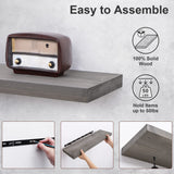 Axeman 2 Pack Rustic Floating Shelves, Distressed Grey Wood Floating Shelves for Wall 24 Inches Long, 8 Inch Deep Farmhouse Shelves for Living Room Bedroom Laundry Room Garage Farmhouse - Grey Wash Axeman