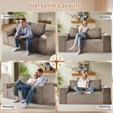 63" Boneless Couch Loveseat Sofa, Comfy Deep Seat Cloud Couch, Memory Foam, No Assembly Required Floor Sofa for Living Room, Bedroom, Apartment, Small Spaces, Corduroy, Camel Lakifun