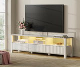 WAMPAT White TV Stand with Storage for 75 Inch TV, Modern TV Console Table for 65+ Inch TV, Entertainment Center with LED Light, Television Stands for Living Room Bedroom, 70 Inch WAMPAT