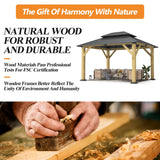 GARTOO 10' x 12' Outdoor Wooden Gazebo - Patio Hardtop Gazebo Permanent Wooden Pavilion with Galvanized Steel Double Roof, Cedar Wood Gazebos for Garden, Lawn, Poolside, Backyard Deck GARTOO