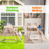 Ascism Jungle Gym Indoor (8 in 1) Wooden Indoor Playground, Toddler Wooden Climbing Toys, Montessori Playset, Gym with Slide, Climbing Net, Swing, Tent, Gymnastics Ring… Ascism