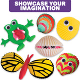 ArtCreativity Seashell Painting Kit for Kids - Sea Shell Craft Kit with 12 Real Seashells, 8 Paint Pots, 2 Glitter Paint Tubes, Air Dry Clay, and More - Summer Arts and Crafts Kits for Girls Ages 4-12 ArtCreativity