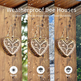 Execabe Mason Bee House, Heart-Shaped Wooden Bee House with Bamboo Tubes, Nesting Aid for Wild Bees, Natural Hanging Habitat for Pollinators, Increases Productivity in Your Garden Execabe