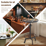LOKKHAN Industrial Bar Table-33.5-39.4 Inch Tall-Adjustable Bar Height Pub Table-23.7 Inch Swivel Round Metal Top-Easily Adjusts by Crank Handle, Black LOKKHAN