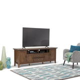SIMPLIHOME Redmond SOLID WOOD 72 inch Wide Transitional TV Media Stand in Rustic Natural Aged Brown For TVs up to 80 inches for the Living Room and Entertainment Center SIMPLIHOME