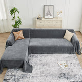 CAPALOCA Sectional Couch Covers, 2 Pieces Chenille Sofa Cover L Shaped Couch Cover Blanket for Dogs Washable Sofa Slipcovers Pet Furniture Protector (X-Large: 71" x 110" + 71" x 118", Dark Gray) CAPALOCA