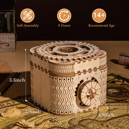 ROBOTIME 3D Wooden Puzzles for Adults, Treasure Box 3D Puzzle Mechanical Ring Box, Gift Choice Hobbies for Brain Teasers Enthusiasts