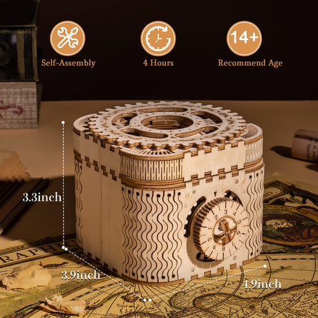 ROBOTIME 3D Wooden Puzzles for Adults, Treasure Box 3D Puzzle Mechanical Ring Box, Gift Choice Hobbies for Brain Teasers Enthusiasts ROBOTIME