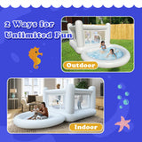 iLink-outer White Bounce House with Ball Pit for Kids 3-6 Indoor White Bouncy Castle with Blower PVC Waterproof Materials Outdoor Toddler Toys Include Electric Pump iLink-outer