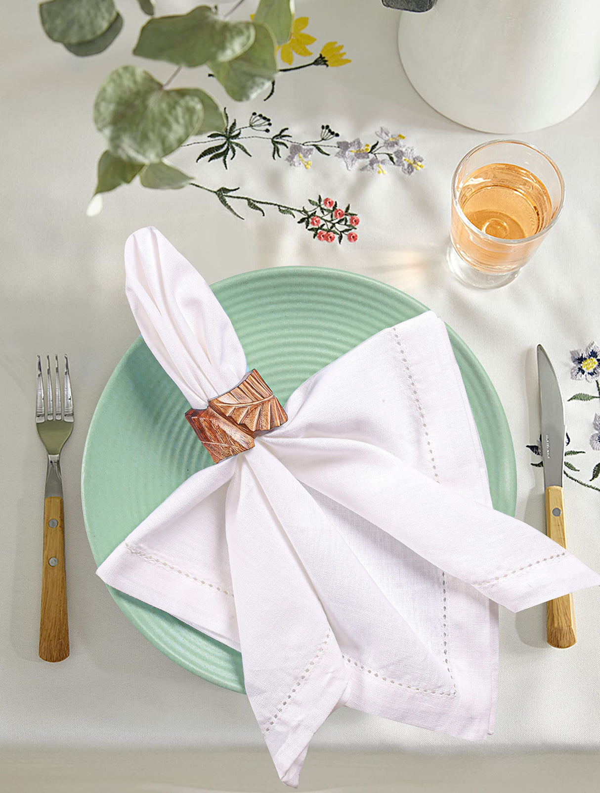 12-Pack Hemstitched Dinner Napkins Oversized 20x20 - Cotton Fabric Tailored with Mitered Corner - Ideal for Events and Regular Use - White THE BEER VALLEY
