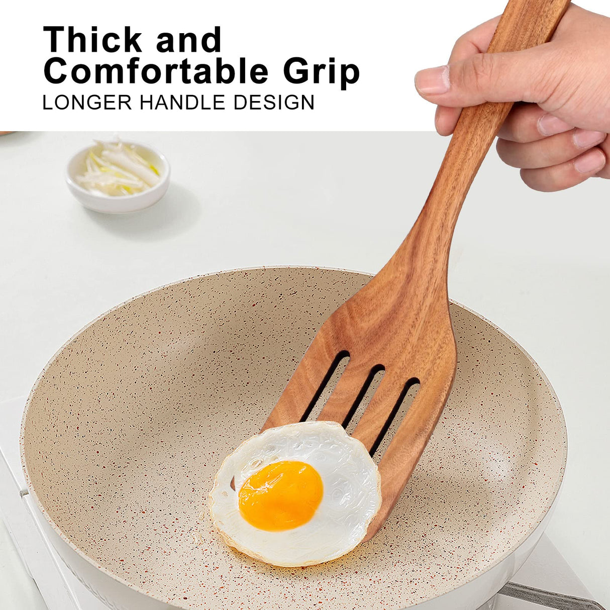 Best Wooden Spatula for Cooking Non Stick Kitchen Utensils Teak Wood Spatula Set of 4 Flat Slotted Turner Spatula for Baking Mixing Scraping Fish Spatula Wood Cooking Utensil Set Egg Flipper Spatula Ayiaren