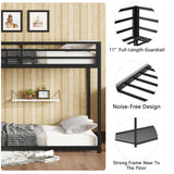 Bellemave Twin Over Twin Metal Bunk Beds for Kids/Adults,Heavy Duty Kids Floor Bunk Bed Twin Size,Noise Reduced Structure,Black Bellemave