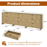 BVIUNTWO Fluted 9 Drawer Dresser,95 Inch Modern Chest of Drawers with Metal Handle,Wood Dresser Organizer for Bedroom,Living Room,Hallway,Natural Oak BVIUNTWO