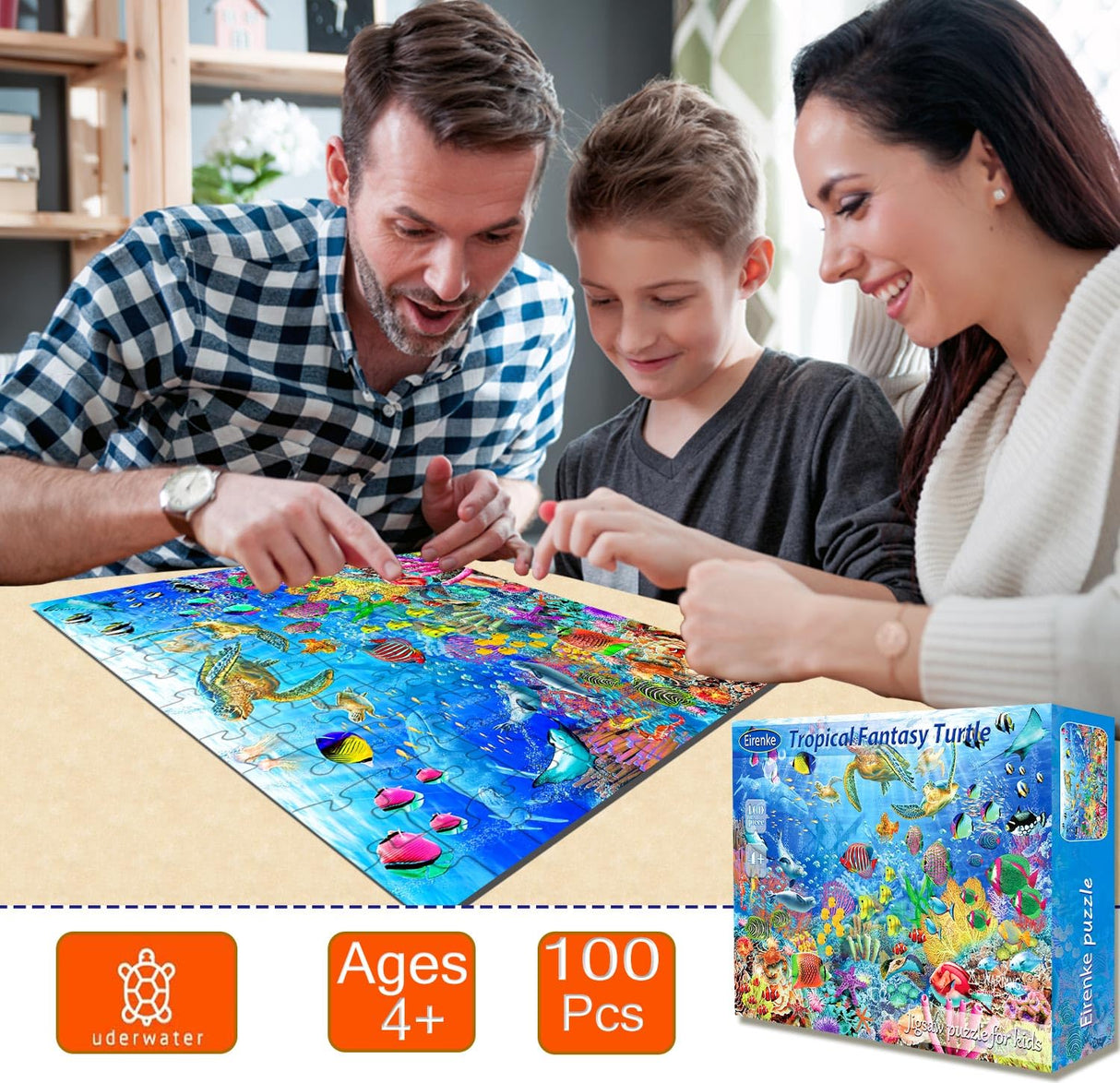 Puzzles for Kids Ages 4-8 Year Old - Underwater World, 100 Piece Jigsaw Puzzle for Kids 4-6-8 Year Old Learning Educational Puzzle Toys Gifts Toddler Puzzles Ages 4-8 for Boys and Girls Eirenke