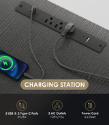 OffiGo Electric Standing Desk with 3-Piece Board, 79 Inch Height Adjustable Large Desk with Power Outlets, Sit Stand Table, Writing Computer Desk for Home, Office, Workstation, Black OffiGo