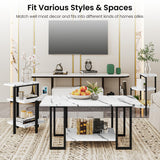 AWQM Faux Marble Table Set,Coffee Table&2 Side Table, Faux Marble Tabletop and Metal Frame,3 Piece Table Sets, for Living Room Apartment,White & Black AWQM