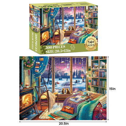 500 Pieces Puzzles for Adult Jigsaw Puzzle 500 Piece Puzzle Children Elderly Puzzle Snow Cat Puzzle Gift for Mom Dad Family Friend Family Activity Games Home Decor Wall Art 20.5x15IN