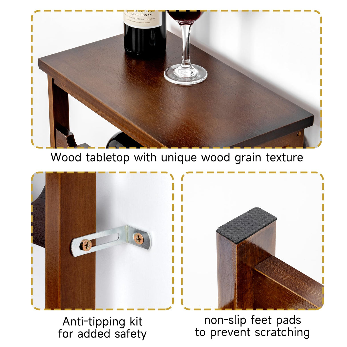 28-Bottle Wine Rack Free Standing Floor, Solid Wood 7-Tier Display Wine Storage Shelves with Tabletop, Wobble-Free Bottle Holder for Cellar Kitchen Bar Dining Room Living Room, Walnut FLYJOE