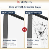 Keonjinn Black Metal Framed Bathroom Mirrors for Wall, 60” x 28” Large Rounded Rectangle Bathroom Vanity Mirror, Matte Black Modern Decorative Mirror, Anti-Rust, HD Tempered Glass(Horizontal/Vertical) Keonjinn