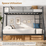 Klwenas Maec Twin Over Full Loft Bunk Beds for Kids,Teens & Adults,Heavy Duty Metal Bed Frame with Ladder,No Box Spring Needed,Space Saving Bedroom Furniture (Twin Over Full) Klwenas Maec