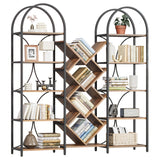 LIKEMET Triple 5 Tier Bookshelf, Bookcase with 18 Open Display Shelves, Wide Tree Bookshelf Metal Frame Tall Book Case for Living Room Home Office Rustic Brown LIKEMET