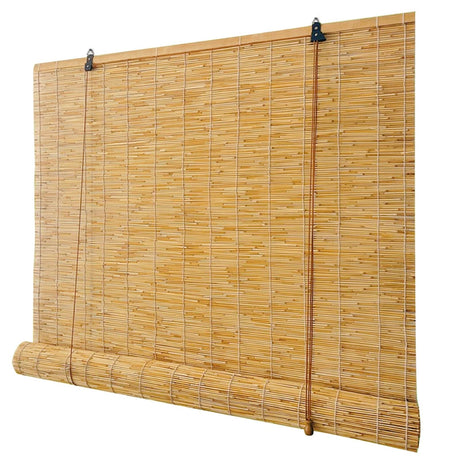 Outdoor Bamboo Roll-up Shades for Porch Patio Privacy Screen, Bamboo Blinds for Windows, 28" 34" 40" 42" 56" 66" 70" 76" UV Resistant Reed Roller Shades with Lifter, Cordless Blackout Curtains KAKVSRBPER