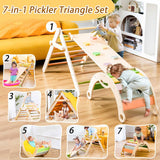 deli Pikler Triangle Set 7 in 1, Wooden Montessori Climbing Set with Arch & Ramp & Ladder, Foldable Baby Climber Indoor Playground Jungle Gyms for Toddlers deli